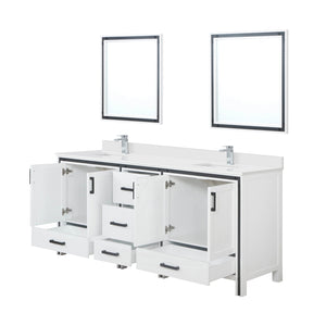 English Elm White Double Bath Vanity 80" W x 22" D with Cultured Marble Scratch‑Resistant Top, Faucet & Mirrors B2731S01144