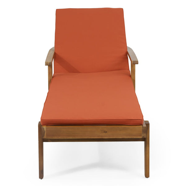 English Elm Jason Outdoor Acacia Wood Chaise Lounge with Adjustable Recline and Slat Design N769P363844O