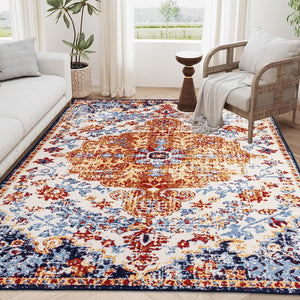 English Elm Area Rug 8X10 Vintage Bohemian Persian Floral Design - Non-Slip, Washable, Perfect For Any Room W2907P265135