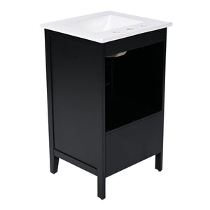 English Elm 20" Bathroom Vanity with Sink and Ceramic Top, Modern Freestanding Cabinet with Drawer & Shelf Storage, Adjustable Feet for Stability and 200lb Capacity Black N725P192821B