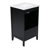 English Elm 20" Bathroom Vanity With Sink, Bathroom Cabinet With A Door, Door Shelf Storage and Adiustable Foot Pads, A Drawer, Black