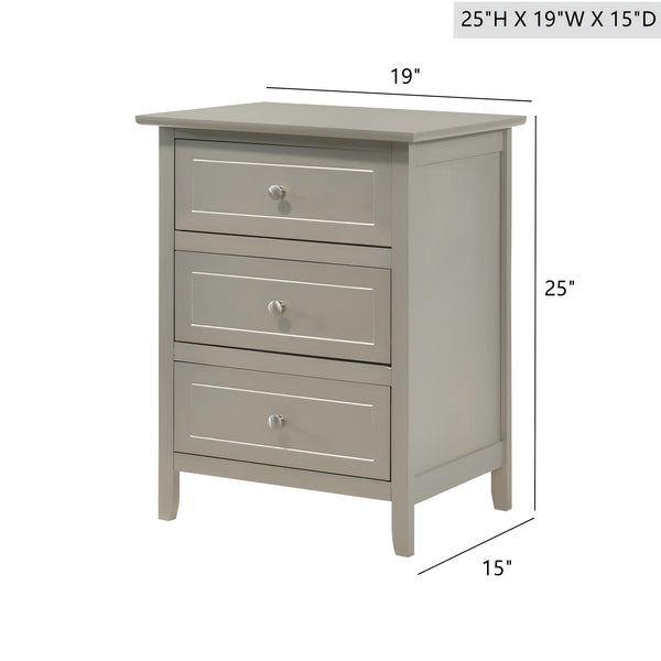 English Elm Sleek Silver Champagne Nightstand with Durable Wood Solids & Veneers, Compact 25"H x19"W x15"D Storage Elegance B078107968