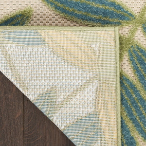 HomeRoots 5' Tropical Palm Leaf Area Rug in Green, Yellow & Blue – Durable, Indoor/Outdoor, Easy Care! 548050