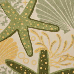 HomeRoots 5' Coastal Starfish Indoor Outdoor Area Rug in Green, Yellow & Blue - Durable, Easy-Clean Design! 548052