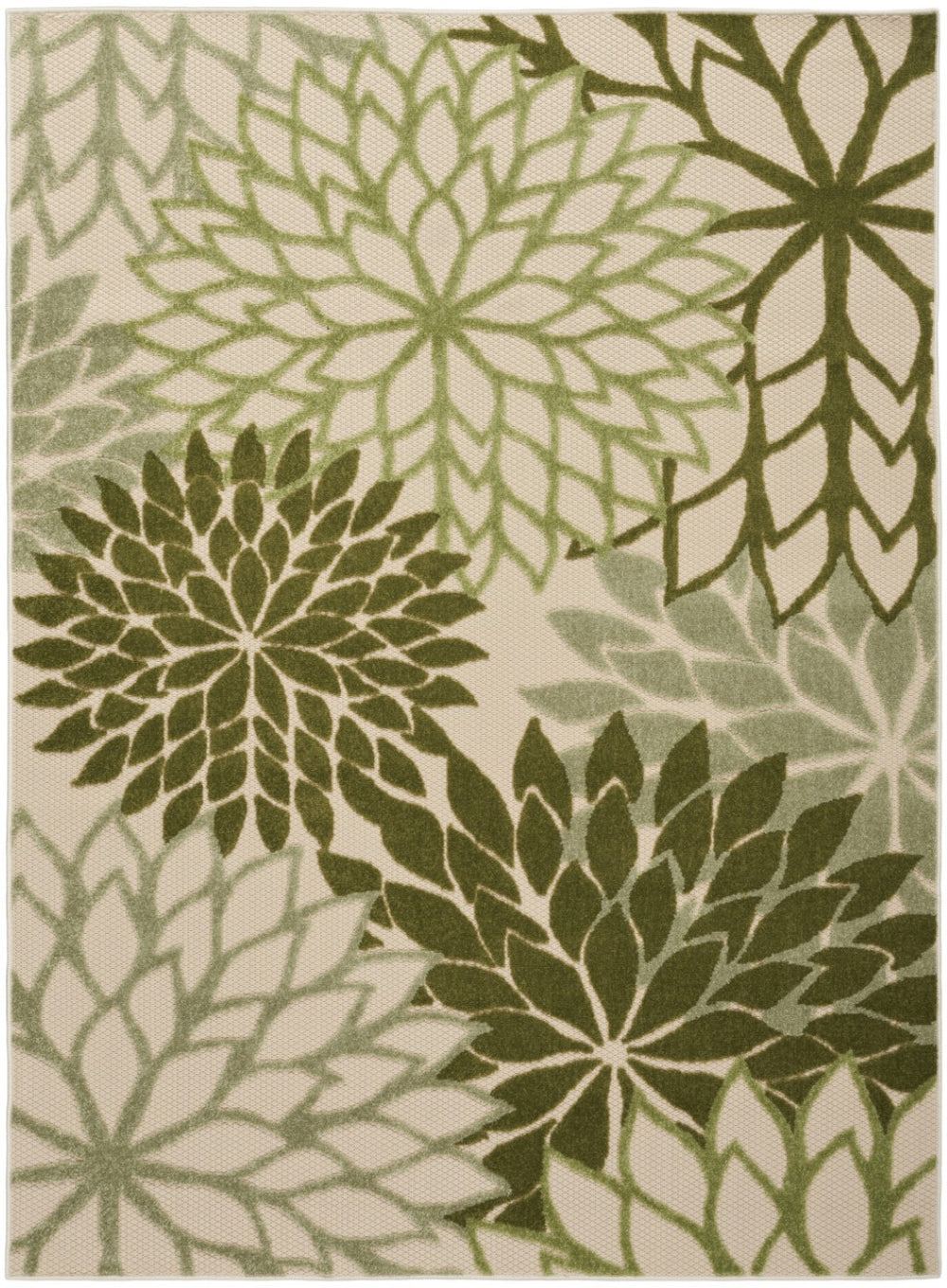 HomeRoots 5' X 8' Elegant Ivory and Green Floral Area Rug – Durable, Versatile, Indoor/Outdoor Charm & Style 548054
