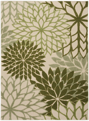 HomeRoots 5' X 8' Elegant Ivory and Green Floral Area Rug – Durable, Versatile, Indoor/Outdoor Charm & Style 548054