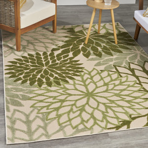 HomeRoots 5' X 8' Elegant Ivory and Green Floral Area Rug – Durable, Versatile, Indoor/Outdoor Charm & Style 548054