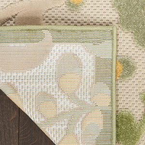 HomeRoots 5' Elegant Ivory, Green & Yellow Floral Area Rug – Indoor/Outdoor, Durable, Easy-Clean Style 548055