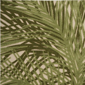 HomeRoots 5' Tropical Ivory and Green Palm Leaf Area Rug - Durable Indoor Outdoor Design for Versatile Spaces 548057