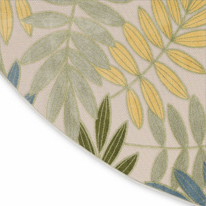 HomeRoots 8' Vibrant Round Palm Leaf Area Rug - Coastal Style for Indoor & Outdoor Spaces, Easy Care, Durable! 548060