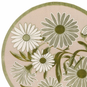 HomeRoots 8' Ivory and Green Round Floral Area Rug – Indoor/Outdoor, Durable, Stain-Resistant, Easy Care 548063