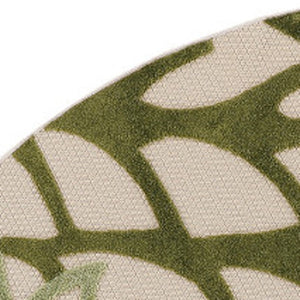 HomeRoots 8' Elegant Ivory and Green Round Floral Area Rug for Indoor/Outdoor Use - Durable, Stylish & Versatile 548064