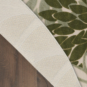 HomeRoots 8' Elegant Ivory and Green Round Floral Area Rug for Indoor/Outdoor Use - Durable, Stylish & Versatile 548064
