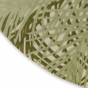 HomeRoots 8' Ivory and Green Round Palm Leaf Rug – Durable Indoor/Outdoor Area Rug for Coastal Elegance & Easy Care 548067