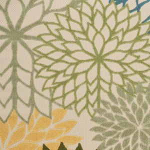 HomeRoots 6' X 9' Floral Indoor/Outdoor Area Rug – Dark Green, Yellow & Blue – Durable, Easy-Clean Design! 548073