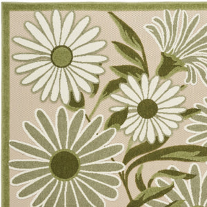 HomeRoots 6' Invigorating Ivory & Green Floral Indoor-Outdoor Area Rug - Durable, Easy-Clean Design for All Spaces 548076