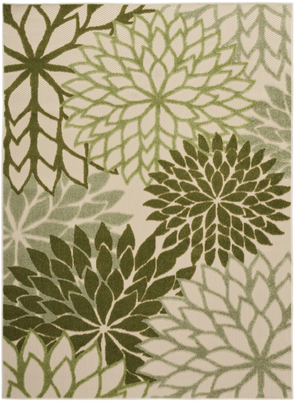 HomeRoots 6' Floral Indoor/Outdoor Area Rug in Ivory & Green - Durable, Stain-Resistant, Ideal for High-Traffic Areas 548077
