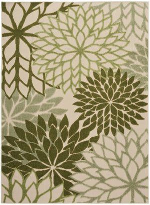 HomeRoots 6' Floral Indoor/Outdoor Area Rug in Ivory & Green - Durable, Stain-Resistant, Ideal for High-Traffic Areas 548077