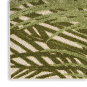 HomeRoots 6' X 9' Ivory Green Palm Leaf Area Rug – Durable Indoor Outdoor Decor for Coastal Living Spaces 548080