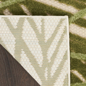 HomeRoots 6' X 9' Ivory Green Palm Leaf Area Rug – Durable Indoor Outdoor Decor for Coastal Living Spaces 548080