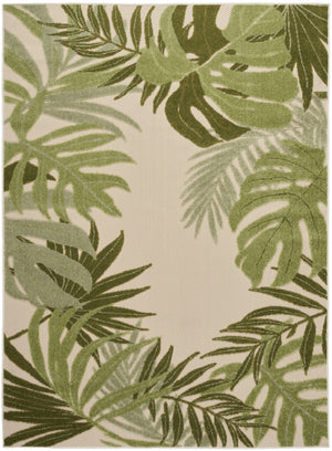 HomeRoots 6' X 9' Tropical Ivory & Green Palm Leaf Rug - Durable Indoor/Outdoor Style for Elegant Spaces 548081