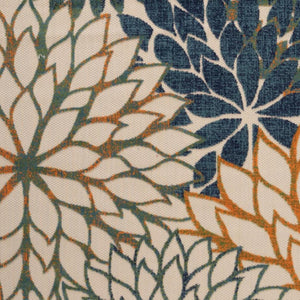 HomeRoots 8' Vibrant Blue Green Orange Floral Area Rug – Durable Indoor/Outdoor Design for High Traffic Areas 548082