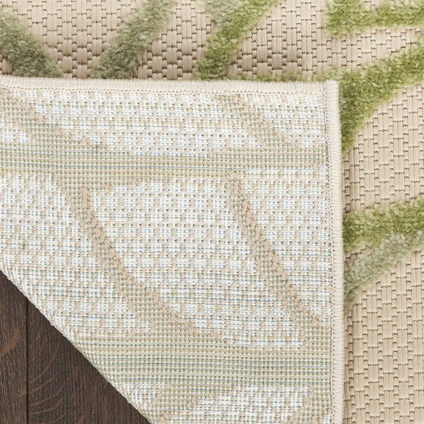 HomeRoots 8' X 11' Ivory and Green Floral Area Rug - Stylish, Durable, All-Weather Design for Indoor & Outdoor Use 548087