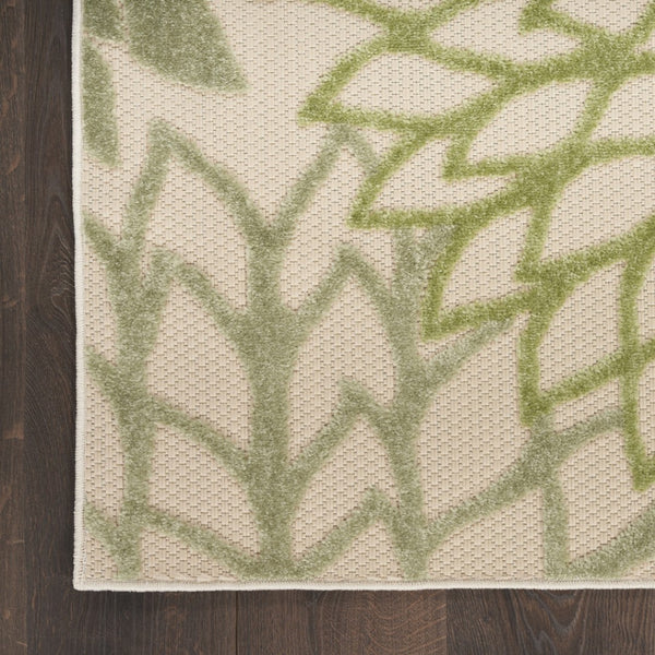 HomeRoots 8' X 11' Ivory and Green Floral Area Rug - Stylish, Durable, All-Weather Design for Indoor & Outdoor Use 548087