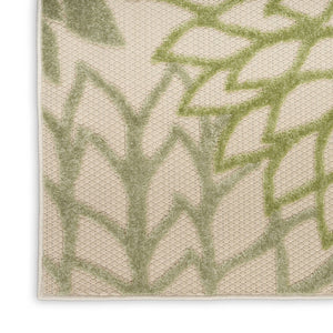 HomeRoots 8' X 11' Ivory and Green Floral Area Rug - Stylish, Durable, All-Weather Design for Indoor & Outdoor Use 548087