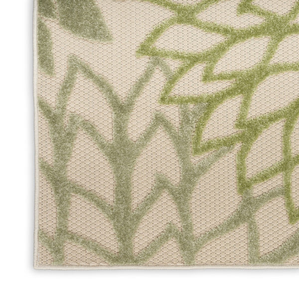 HomeRoots 8' X 11' Ivory and Green Floral Area Rug - Stylish, Durable, All-Weather Design for Indoor & Outdoor Use 548087