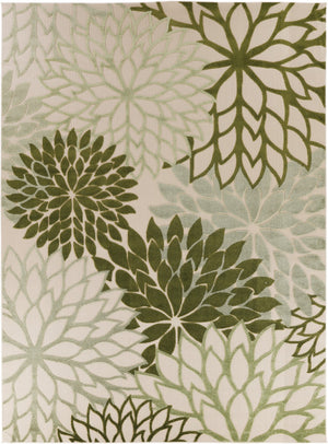 HomeRoots 8' X 11' Ivory and Green Floral Area Rug - Stylish, Durable, All-Weather Design for Indoor & Outdoor Use 548087