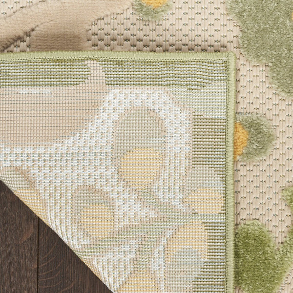 HomeRoots 8' X 11' Floral Area Rug - Elegant Ivory, Green & Yellow Design for Indoor/Outdoor Durability & Style 548088