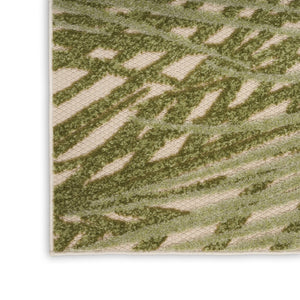 HomeRoots 8' X 11' Ivory Green Palm Leaf Area Rug - Durable Indoor Outdoor Design for Coastal Living Spaces 548090