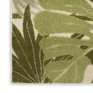 HomeRoots 8' X 11' Ivory & Green Palm Leaf Area Rug - Durable Indoor/Outdoor Design for Coastal Elegance 548091