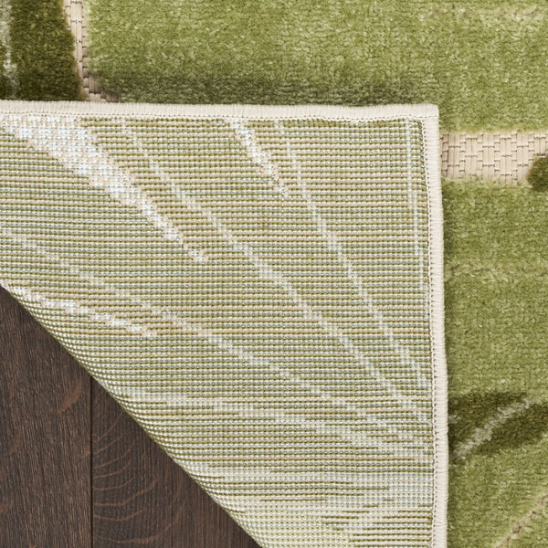 HomeRoots 8' X 11' Ivory & Green Palm Leaf Area Rug - Durable Indoor/Outdoor Design for Coastal Elegance 548091