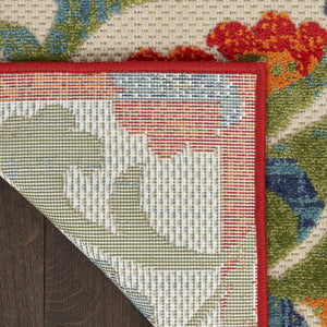 HomeRoots 8' Vibrant Floral Area Rug in Red, Gold, Teal, Blue & Green – Indoor/Outdoor Durable Design! 548094