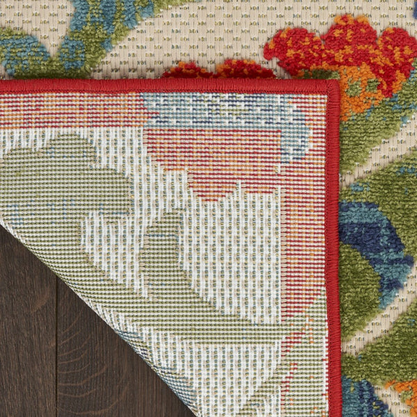 HomeRoots 8' Vibrant Floral Area Rug in Red, Gold, Teal, Blue & Green – Indoor/Outdoor Durable Design! 548094