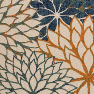 HomeRoots 10' Vibrant Floral Indoor Outdoor Area Rug - Blue Green Orange, Durable, Easy to Clean, Versatile Design 548095