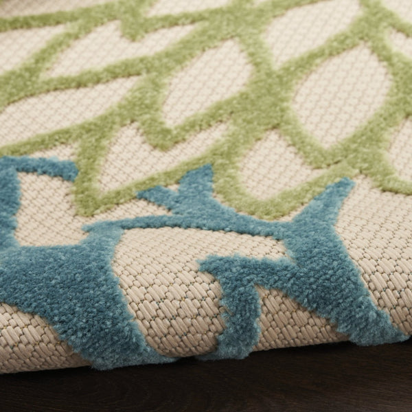 HomeRoots 10' Elegant Floral Area Rug - Durable Ivory Green Yellow Blue Design for Indoor & Outdoor Spaces 548097