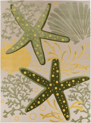 HomeRoots 10' Starfish Indoor/Outdoor Area Rug - Coastal Charm, Durable Design, Stain-Resistant & Easy Care! 548098