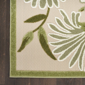 HomeRoots 10' Ivory and Green Floral Indoor/Outdoor Area Rug – Durable, Versatile, Easy-Care for High-Traffic Spaces 548099