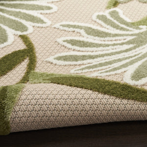 HomeRoots 10' Ivory and Green Floral Indoor/Outdoor Area Rug – Durable, Versatile, Easy-Care for High-Traffic Spaces 548099
