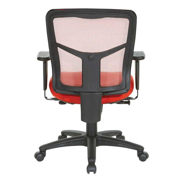 OSP Home Furnishings Red Air Mist Mesh Back Ergonomic Office Chair with Lumbar Support and Synchro Tilt Control 92555-9276