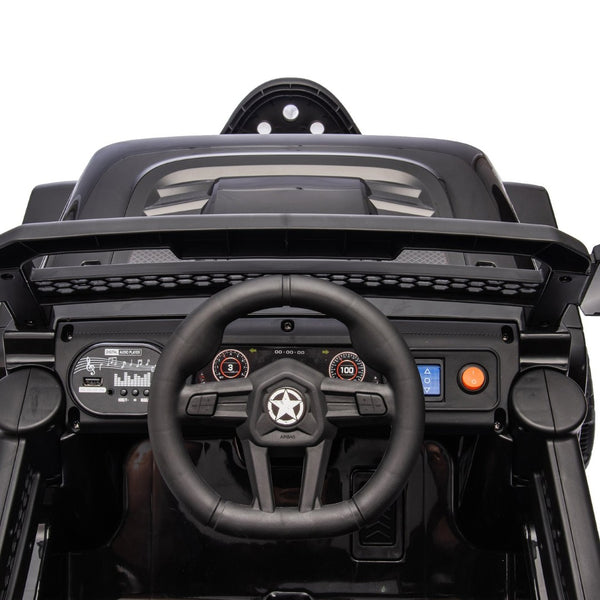 English Elm 12v Kids Electric Ride on Truck with Parental Remote Four Wheel Suspension and Led Lights Black W1578P187459