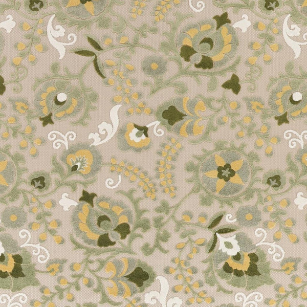HomeRoots 10' Elegant Floral Indoor/Outdoor Area Rug – Ivory, Green & Yellow | Durable, Stain-Resistant Design 548101