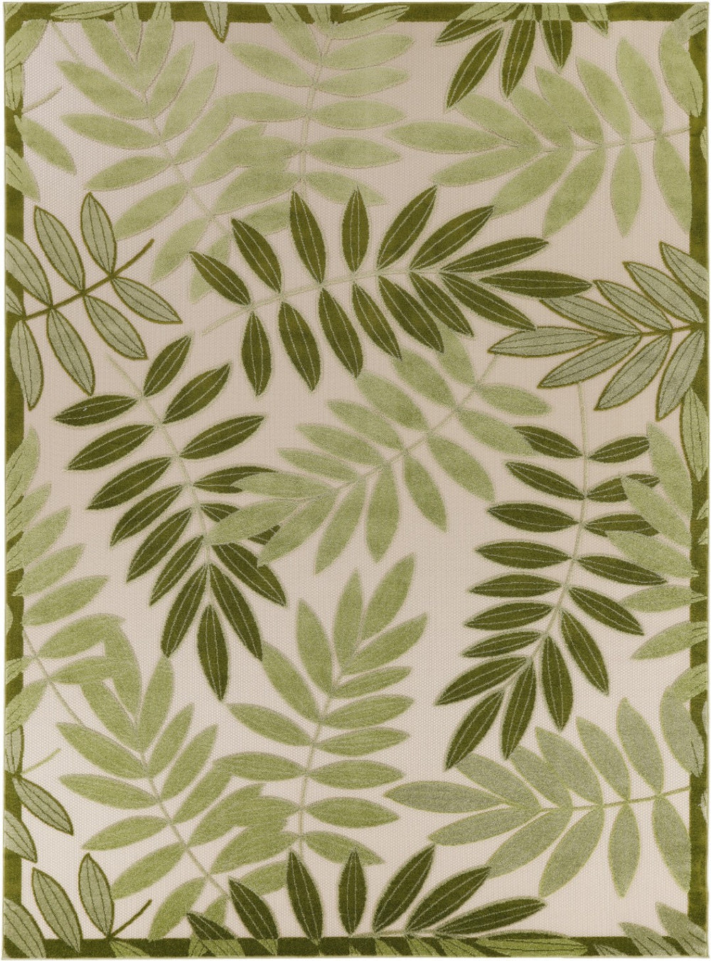 HomeRoots 10' X 14' Ivory Palm Leaf Area Rug - Durable Indoor/Outdoor Tropical Decor for High-Traffic Spaces 548102