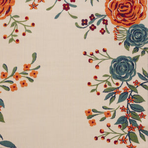 HomeRoots 10' Vibrant Floral Indoor/Outdoor Area Rug in Ivory, Orange, Blue & Green – Durable & Easy Care! 548105