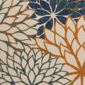 HomeRoots 9' Vibrant Floral Area Rug in Blue, Green, Ivory & Orange – Durable Indoor/Outdoor Charm & Style 548110