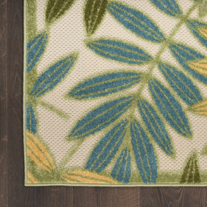 HomeRoots 9' Tropical Palm Leaf Area Rug – Coastal Charm for Indoor & Outdoor Spaces, Stain-Resistant Design 548111