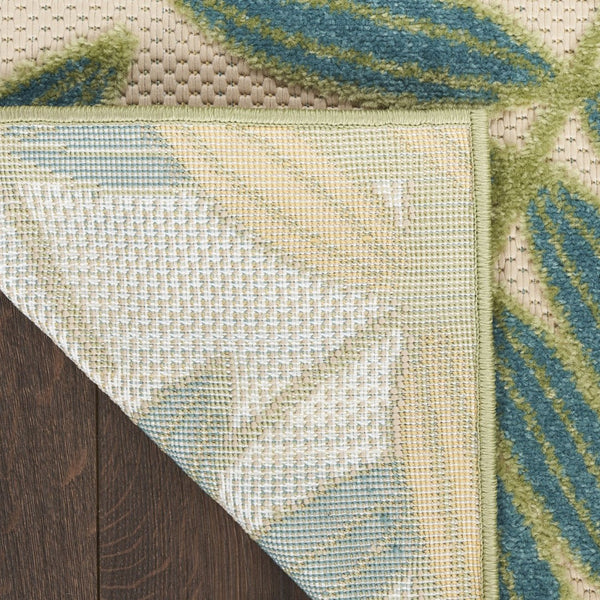 HomeRoots 9' Tropical Palm Leaf Area Rug – Coastal Charm for Indoor & Outdoor Spaces, Stain-Resistant Design 548111
